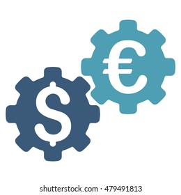 Financial Mechanics icon. Vector style is bicolor flat iconic symbol, cyan and blue colors, white background.