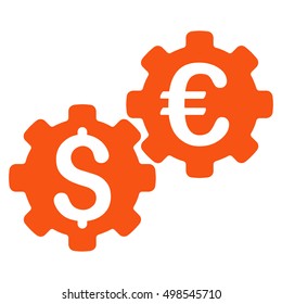 Financial Mechanics icon. Vector style is flat iconic symbol, orange color, white background.