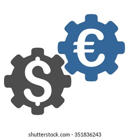 Financial Mechanics vector icon. Style is bicolor flat symbol, cobalt and gray colors, rounded angles, white background.