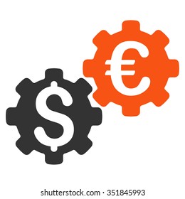 Financial Mechanics vector icon. Style is bicolor flat symbol, orange and gray colors, rounded angles, white background.