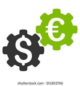 Financial Mechanics vector icon. Style is bicolor flat symbol, eco green and gray colors, rounded angles, white background.
