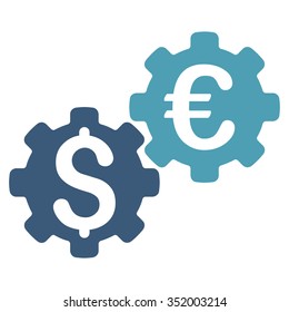 Financial Mechanics vector icon. Style is bicolor flat symbol, cyan and blue colors, rounded angles, white background.