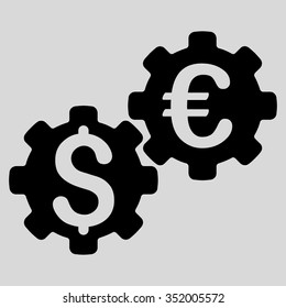 Financial Mechanics vector icon. Style is flat symbol, black color, rounded angles, light gray background.