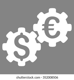 Financial Mechanics vector icon. Style is flat symbol, white color, rounded angles, gray background.