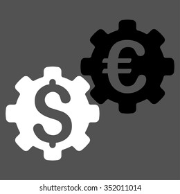 Financial Mechanics vector icon. Style is bicolor flat symbol, black and white colors, rounded angles, gray background.