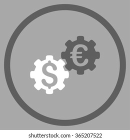 Financial Mechanics vector icon. Style is bicolor flat circled symbol, dark gray and white colors, rounded angles, silver background.