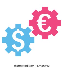 Financial Mechanics vector icon. Style is bicolor flat symbol, pink and blue colors, white background.