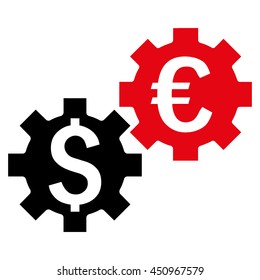 Financial Mechanics vector icon. Style is bicolor flat symbol, intensive red and black colors, white background.