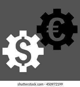 Financial Mechanics vector icon. Style is bicolor flat symbol, black and white colors, gray background.