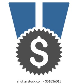 Financial Medal vector icon. Style is bicolor flat symbol, cobalt and gray colors, rounded angles, white background.
