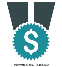 Financial Medal vector icon. Style is bicolor flat symbol, soft blue colors, rounded angles, white background.