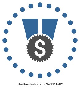 Financial Medal vector icon. Style is bicolor flat circled symbol, cobalt and gray colors, rounded angles, white background.