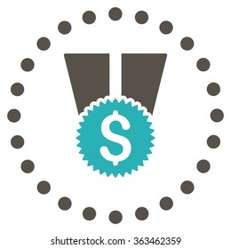 Financial Medal vector icon. Style is bicolor flat circled symbol, grey and cyan colors, rounded angles, white background.