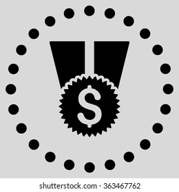 Financial Medal vector icon. Style is flat circled symbol, black color, rounded angles, light gray background.
