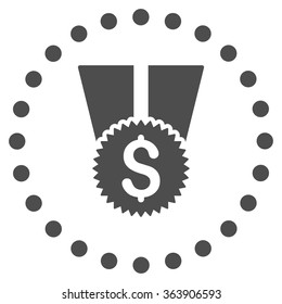 Financial Medal vector icon. Style is flat circled symbol, gray color, rounded angles, white background.