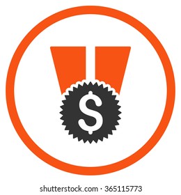 Financial Medal vector icon. Style is bicolor flat circled symbol, orange and gray colors, rounded angles, white background.