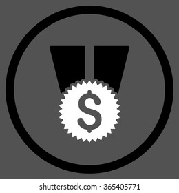Financial Medal vector icon. Style is bicolor flat circled symbol, black and white colors, rounded angles, gray background.