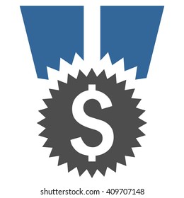 Financial Medal vector icon. Style is bicolor flat symbol, cobalt and gray colors, white background.