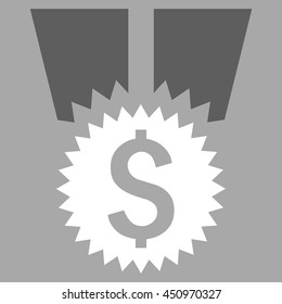 Financial Medal vector icon. Style is bicolor flat symbol, dark gray and white colors, silver background.