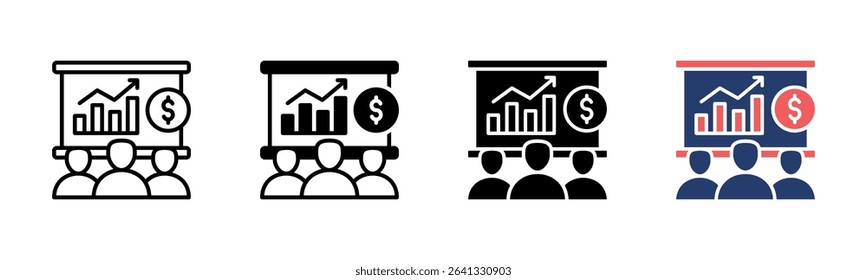 Financial Meeting icon sheet multiple style collection
