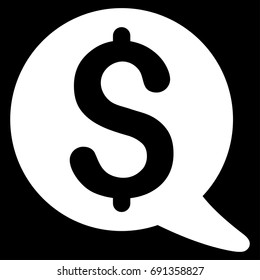 Financial Message Balloon vector icon. Flat white symbol. Pictogram is isolated on a black background. Designed for web and software interfaces.