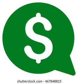 Financial Message icon. Vector style is flat iconic symbol with rounded angles, green color, white background.