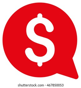 Financial Message icon. Vector style is flat iconic symbol with rounded angles, intensive red color, white background.
