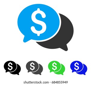 Financial Messages flat vector pictograph. Colored financial messages gray, black, blue, green pictogram versions. Flat icon style for web design.