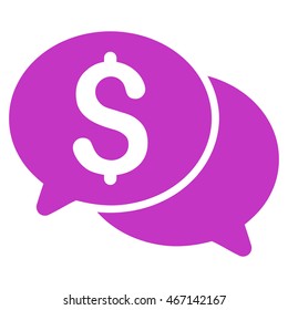 Financial Messages icon. Vector style is flat iconic symbol with rounded angles, violet color, white background.