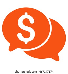 Financial Messages icon. Vector style is flat iconic symbol with rounded angles, orange color, white background.