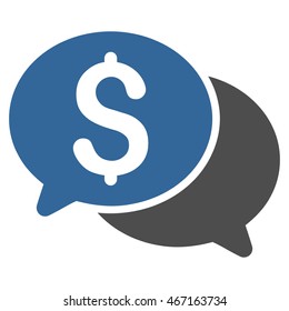 Financial Messages icon. Vector style is bicolor flat iconic symbol with rounded angles, cobalt and gray colors, white background.