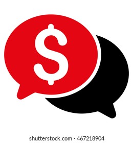Financial Messages icon. Vector style is bicolor flat iconic symbol with rounded angles, intensive red and black colors, white background.