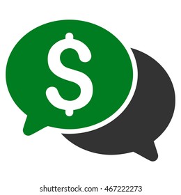 Financial Messages icon. Vector style is bicolor flat iconic symbol with rounded angles, green and gray colors, white background.