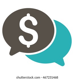Financial Messages icon. Vector style is bicolor flat iconic symbol with rounded angles, grey and cyan colors, white background.
