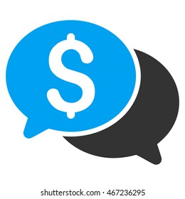 Financial Messages icon. Vector style is bicolor flat iconic symbol with rounded angles, blue and gray colors, white background.