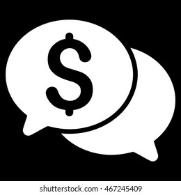 Financial Messages icon. Vector style is flat iconic symbol with rounded angles, white color, black background.