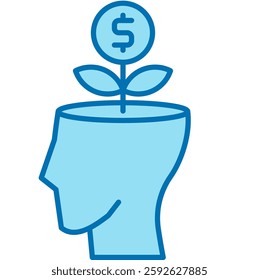 Financial mindset icon, growth habit