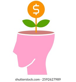 Financial mindset icon, growth habit