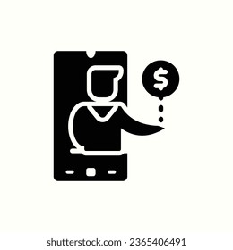 financiera, icono negro móvil, icono aislado en fondo claro, perfecto para sitio web, blog, logo, diseño gráfico, medios sociales, UI, aplicación móvil