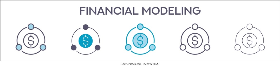Elemento De Modelado Financiero Para Diseño Gráfico - Estilos Múltiples. Ilustración vectorial De Dos Colores Y Negro. Los Diseños Múltiples De Los Iconos Se Pueden Utilizar Para El Móvil, Ui, Web