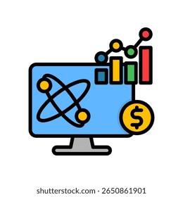 Ilustração do Vetor de Cores Lineares do Ícone do Financial Modeling