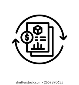 Ilustración vectorial de esquema de icono de modelado financiero