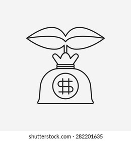 financial money bag line icon