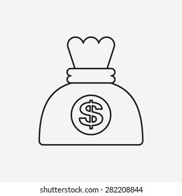 financial money bag line icon