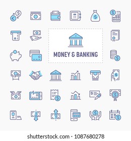 Financial, money and banking  - thin line website, application & presentation icon. simple and minimal vector icon and illustration collection.