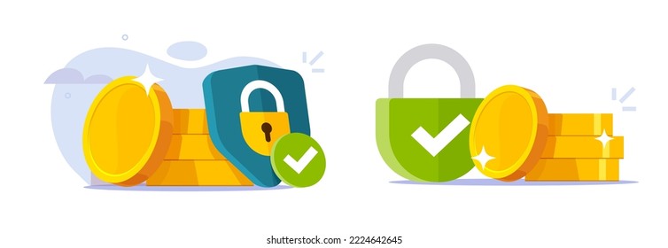 Financial money secure shield protection icon vector or asset wealth capital insurance guard scheme from inflation graphic design, pension guarantee, privacy private deposit lock, fraud prevention