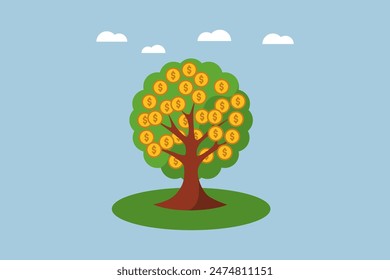 financial money tree flat design illustration