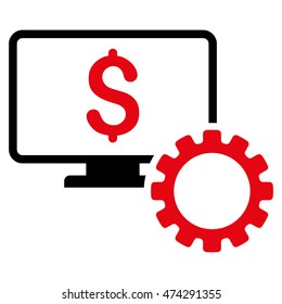 Financial Monitoring Options icon. Vector style is bicolor flat iconic symbol with rounded angles, intensive red and black colors, white background.