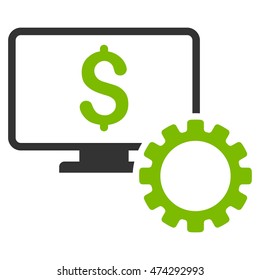 Financial Monitoring Options icon. Vector style is bicolor flat iconic symbol with rounded angles, eco green and gray colors, white background.