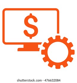 Financial Monitoring Options icon. Vector style is flat iconic symbol with rounded angles, orange color, white background.